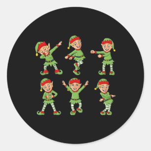 Dancing Elf Christmas Dance Challenge Boys Girls K Classic Round Sticker