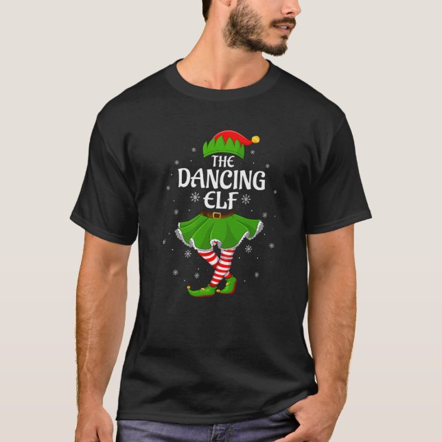Dancing Elf Christmas Family Girls Women Elf Squad T-Shirt (Front)