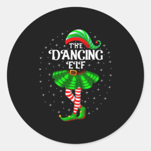 Dancing Elf Christmas Family Matching Women Girls Classic Round Sticker