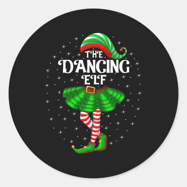Dancing Elf Christmas Family Matching Women Girls  Classic Round Sticker (Front)