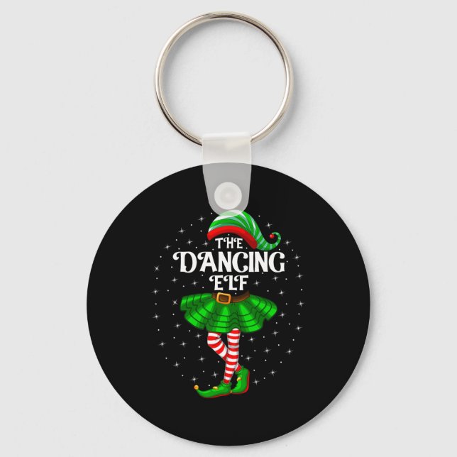 Dancing Elf Christmas Family Matching Women Girls  Key Ring (Front)