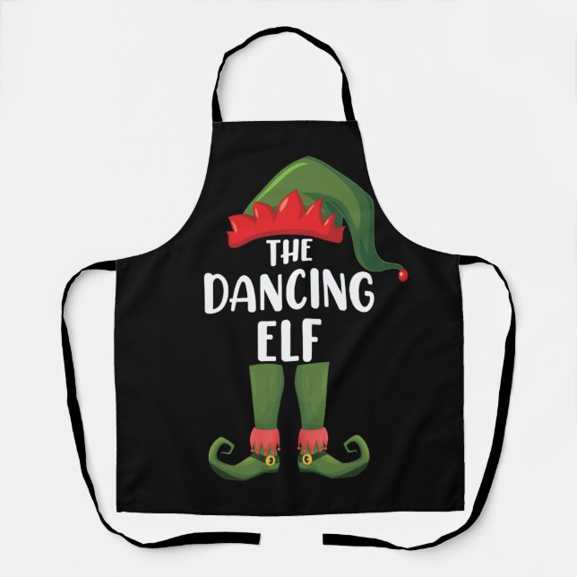 Dancing Elf Family Matching Group Christmas Party  Apron (Front)