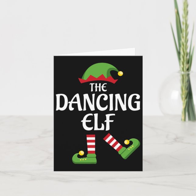 Dancing Elf Family Matching Group Christmas Party  Card (Front)