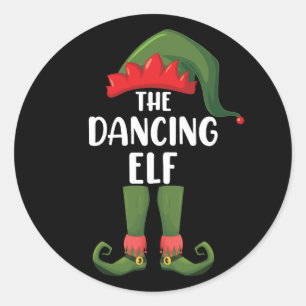 Dancing Elf Family Matching Group Christmas Party Classic Round Sticker