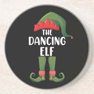Dancing Elf Family Matching Group Christmas Party Coaster