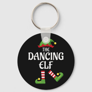 Dancing Elf Family Matching Group Christmas Party Key Ring