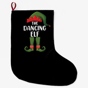 Dancing Elf Family Matching Group Christmas Party  Large Christmas Stocking