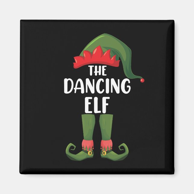 Dancing Elf Family Matching Group Christmas Party  Magnet (Front)