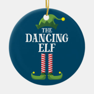 Dancing Elf Matching Family Group Christmas Party Ceramic Ornament