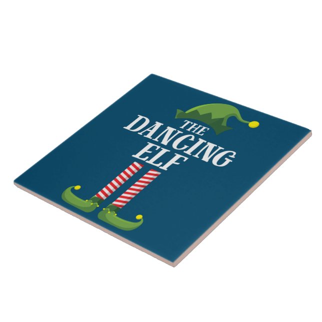 Dancing Elf Matching Family Group Christmas Party Ceramic Tile (Side)