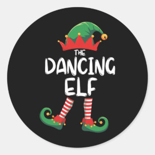 Dancing Elf Matching Family Group Christmas Party  Classic Round Sticker