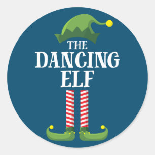 Dancing Elf Matching Family Group Christmas Party Classic Round Sticker