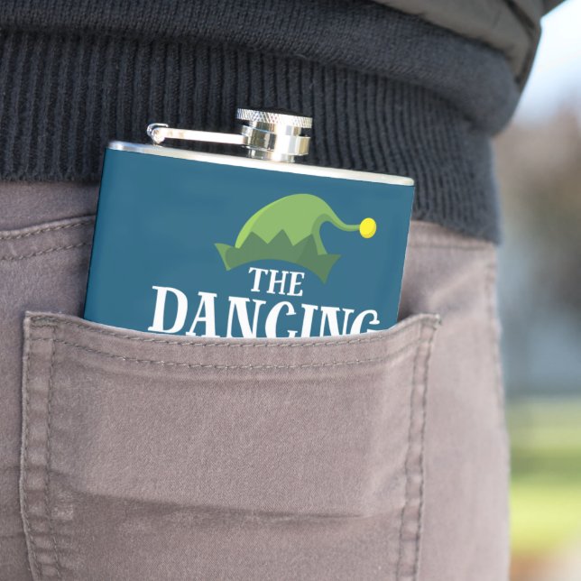 Dancing Elf Matching Family Group Christmas Party Hip Flask (In Situ)
