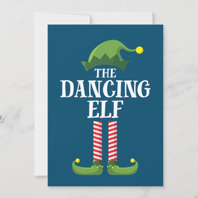 Dancing Elf Matching Family Group Christmas Party Invitation (Front)