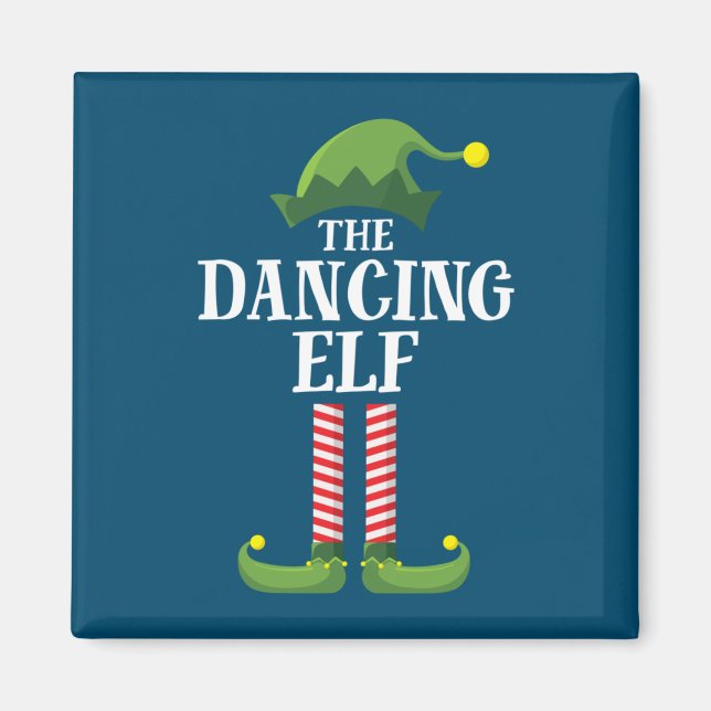 Dancing Elf Matching Family Group Christmas Party Magnet (Front)
