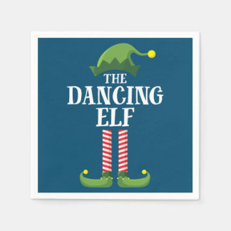 Dancing Elf Matching Family Group Christmas Party Napkin