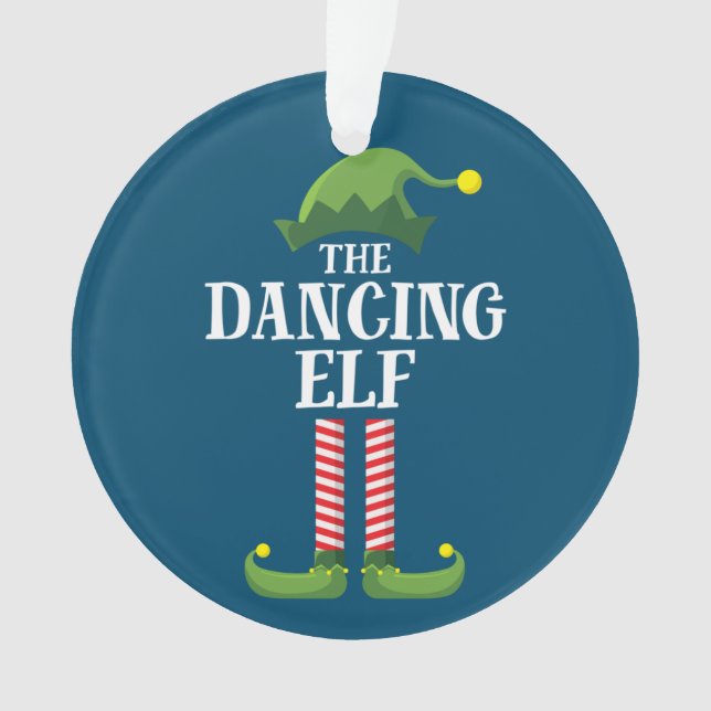 Dancing Elf Matching Family Group Christmas Party Ornament (Front)