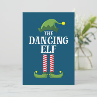 Dancing Elf Matching Family Group Christmas Party Thank You Card