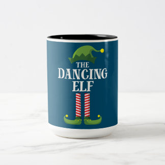 Dancing Elf Matching Family Group Christmas Party Two-Tone Coffee Mug