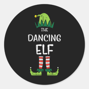 Dancing Elf Xmas Pjs Matching Christmas Pyjamas Fa Classic Round Sticker