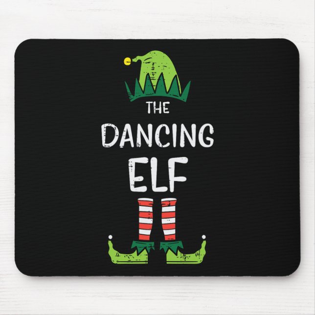 Dancing Elf Xmas Pjs Matching Christmas Pyjamas Fa Mouse Pad (Front)