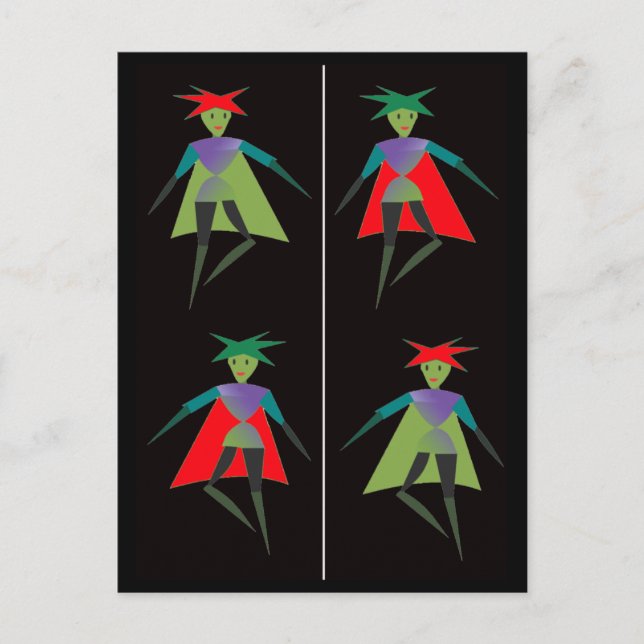 Dancing elves bookmark postcard (Front)