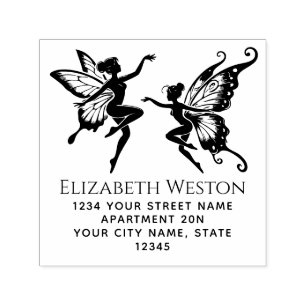 Dancing Fairies Butterfly Wings Name Ret Address Self-inking Stamp