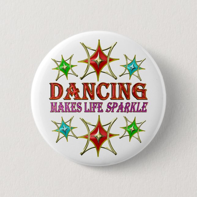DANCING FANCY STARS 6 CM ROUND BADGE (Front)