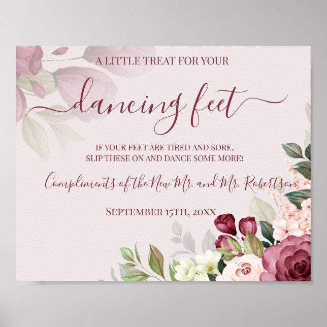 Dancing Feet Flip Flops Wedding Reception Sign (Front)