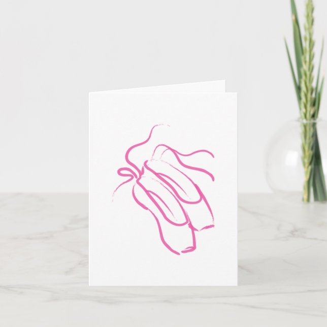 Dancing Feet pink ballet slippers Note Card (Front)