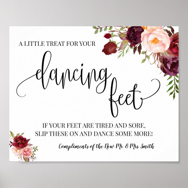 Dancing feet sign flip flops wedding marsala (Front)