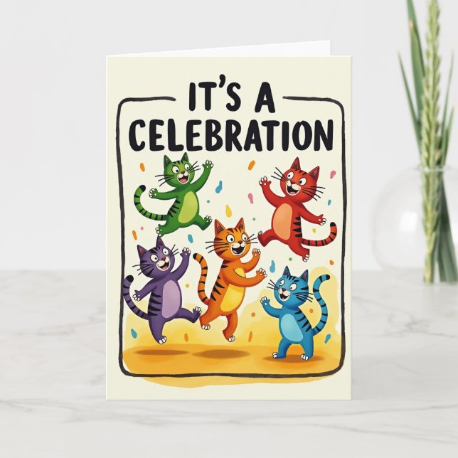 Dancing Felines Party Card (Front)