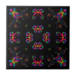 Dancing Fiesta Flowers Ceramic Tile