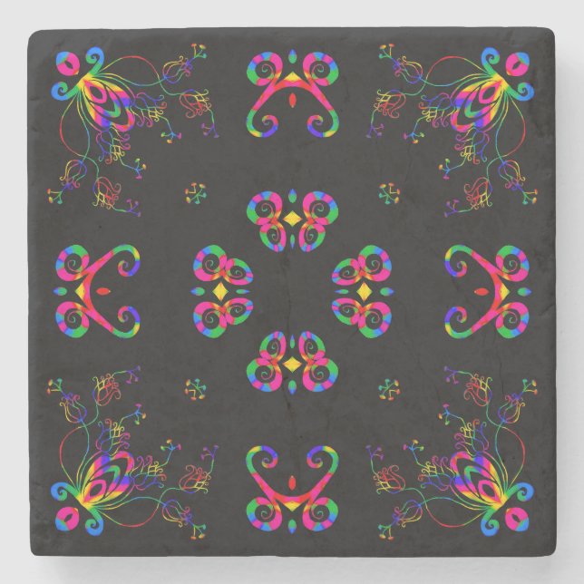 Dancing Fiesta Flowers Stone Coaster (Front)