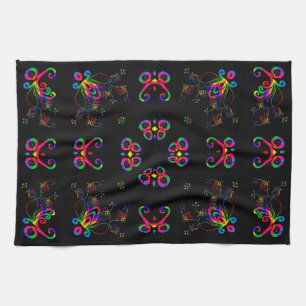 Dancing Fiesta Flowers Tea Towel