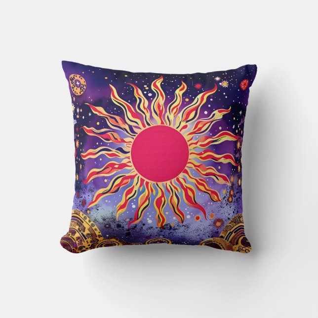 “Dancing Fire of the Cosmos” The Sun Cushion (Front)