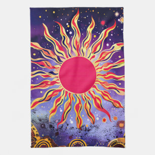 “Dancing Fire of the Cosmos” The Sun Tea Towel