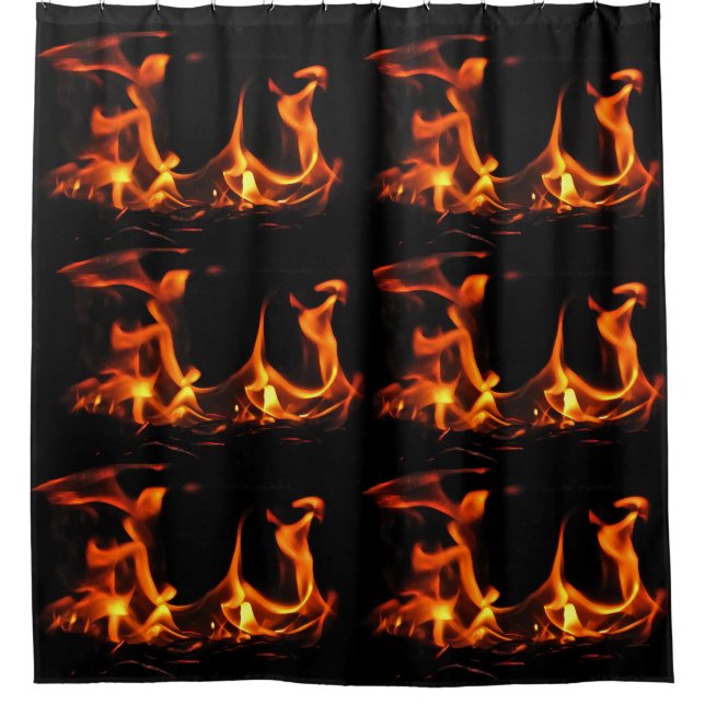 Dancing Fire Orange and Black Shower Curtain (Front)