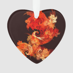 Dancing Firebirds Abstract Art Acrylic Heart Ornament
