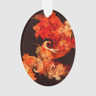 Dancing Firebirds Abstract Art Acrylic Oval Ornament