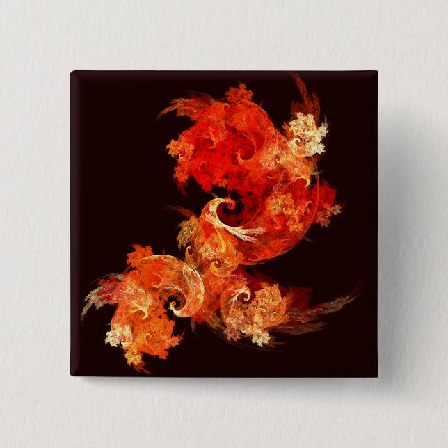 Dancing Firebirds Abstract Art Button (square) (Front)