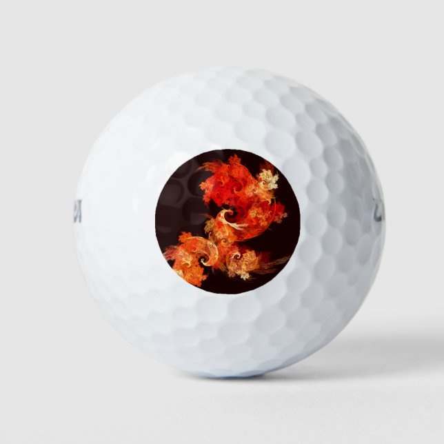 Dancing Firebirds Abstract Art Golf Balls (Front)