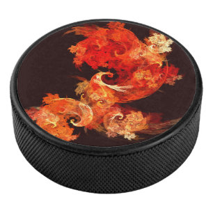 Dancing Firebirds Abstract Art Hockey Puck