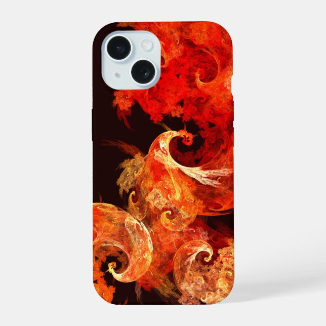 Dancing Firebirds Abstract Art iPhone 15 Case (Back)