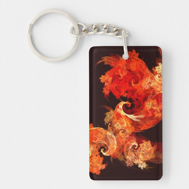 Dancing Firebirds Abstract Art Key Ring (Front)