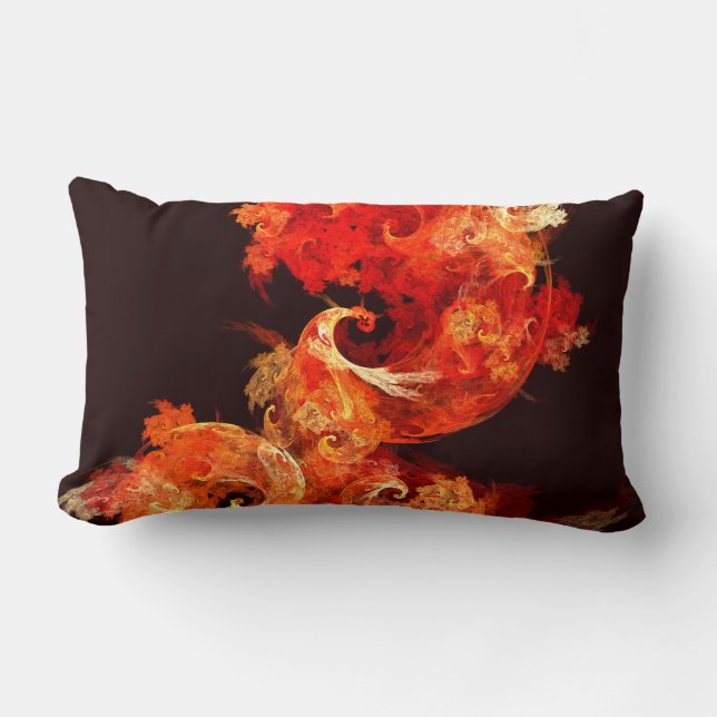 Dancing Firebirds Abstract Art Lumbar Pillow (Front)