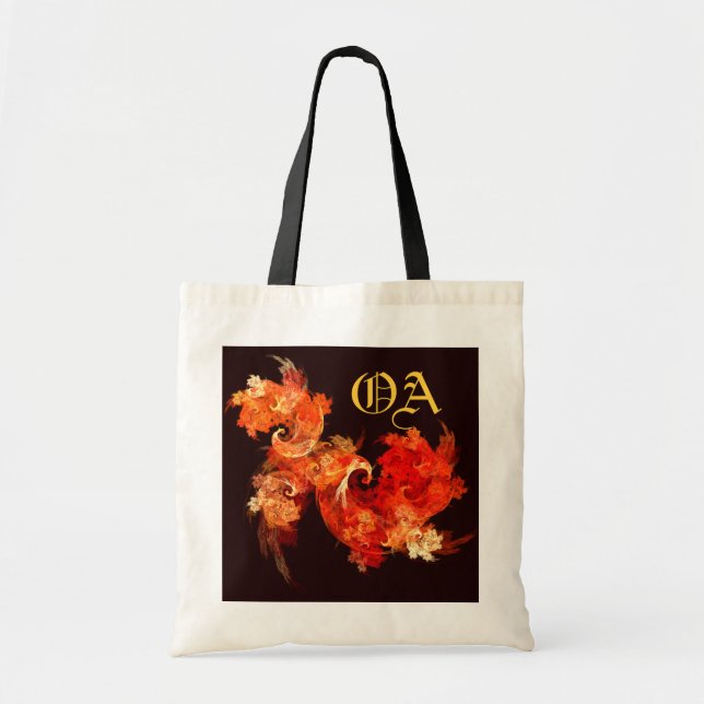 Dancing Firebirds Abstract Art Monogram Bag (Front)