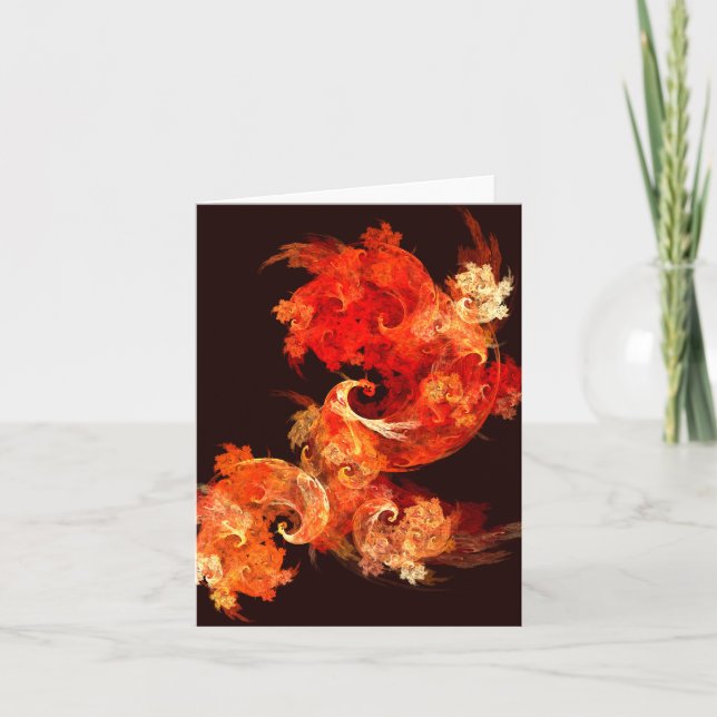 Dancing Firebirds Abstract Art Note Card (Front)