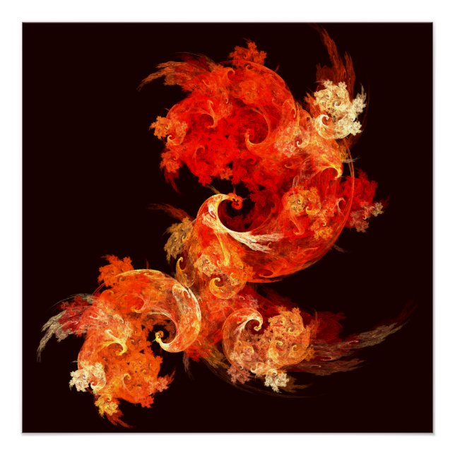 Dancing Firebirds Abstract Art Poster (Front)