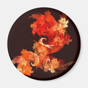 Dancing Firebirds Abstract Art Round Magnet